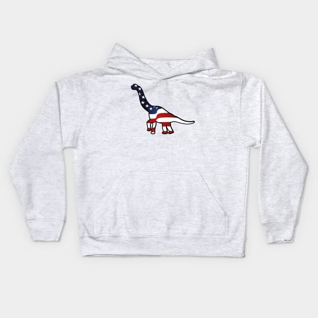 American Flag Funny Dinosaurs Kids Hoodie by macshoptee